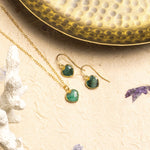 Raw Emerald heart necklace and earrings gold jewelry set Necklace and Earrings Set Soul & Little Rose   