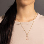 Rose Quartz Large Hexagon Pendant Necklace on 14k Gold Filled Satellite Chain Necklaces Soul & Little Rose