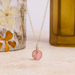 October Birthstone - Gold Pink Opal Round Gemstone Necklace Necklaces Soul & Little Rose