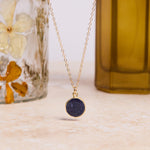 September Birthstone - Gold Raw Sapphire Round Gemstone Necklace Necklaces Soul & Little Rose