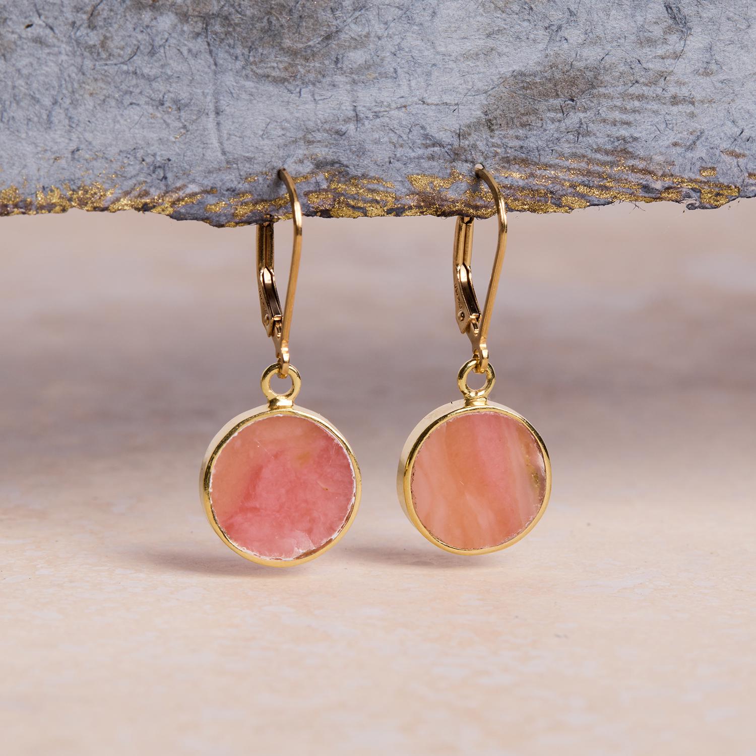 October Birthstone Earrings - Pink Opal Leverback 14k Gold Filled Earrings Earrings Soul & Little Rose