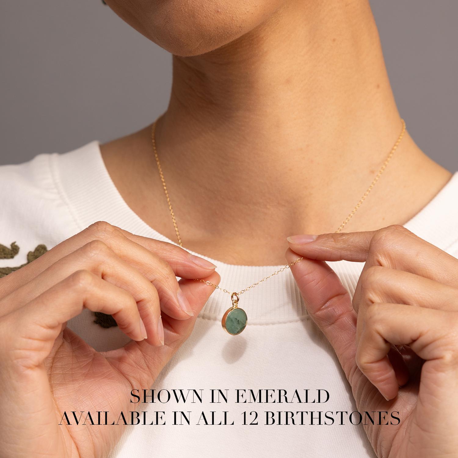 September Birthstone - Gold Raw Sapphire Round Gemstone Necklace Necklaces Soul & Little Rose