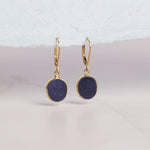 September Birthstone Raw Sapphire Gold Oval Gemstone Earrings - 14k Gold Filled Earrings Soul & Little Rose
