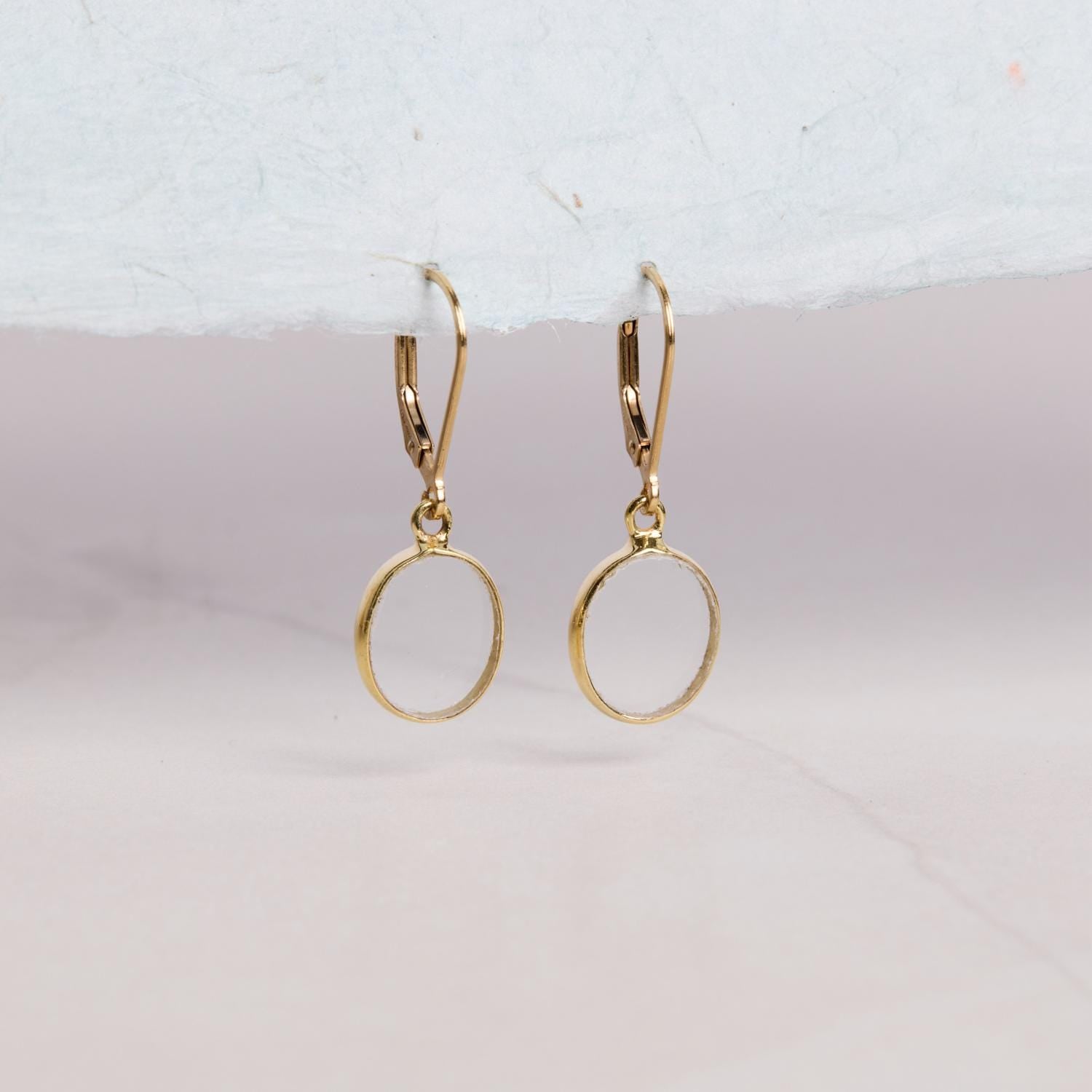 April Birthstone Quartz Gemstone Gold Oval Earrings - 14k Gold Filled Lever back Earrings Soul & Little Rose