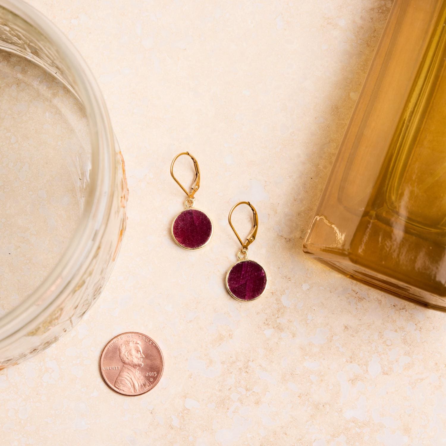 July Birthstone - Genuine Raw Ruby Leverback 14k Gold Filled Drop Earrings Earrings Soul & Little Rose