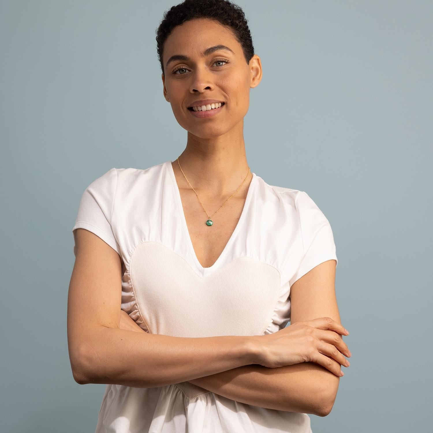 Malachite Hexagon Geometric Necklace 14k Gold Filled Satellite Chain Necklaces Soul & Little Rose