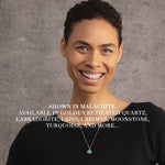 Larimar and Topaz Rounded Charm Pendant on 14k Gold Filled Modern Chain Necklaces Soul & Little Rose