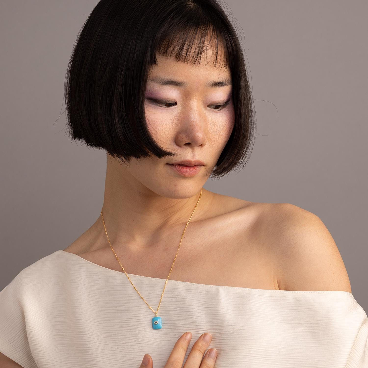 Turquoise CZ Gemstone Necklace on 14k Gold Filled Satellite Chain Necklaces Soul & Little Rose