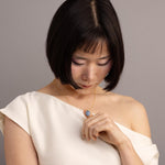 Blue Opal Oval CZ Gemstone Necklace 14k Gold Filled Satellite Chain Necklaces Soul & Little Rose