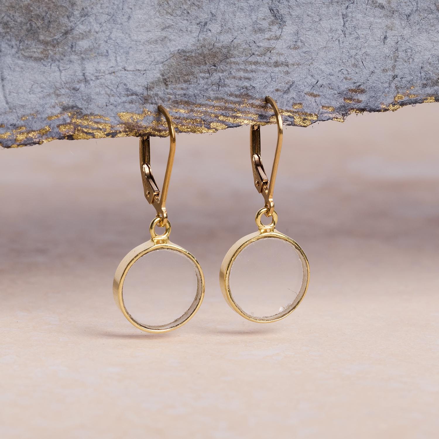 April Birthstone Earrings - Quartz Leverback 14k Gold Filled Earrings Earrings Soul & Little Rose