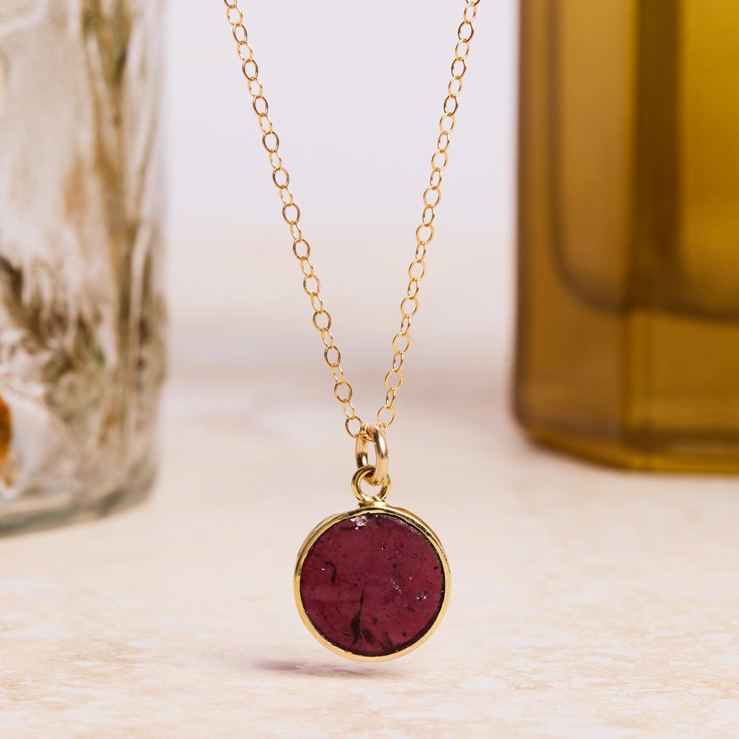 January Birthstone - Gold Garnet Round Gemstone Necklace Necklaces Soul & Little Rose