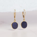 September Birthstone Raw Sapphire Gold Oval Gemstone Earrings - 14k Gold Filled Earrings Soul & Little Rose