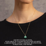 Larimar and Topaz Rounded Charm Pendant on 14k Gold Filled Modern Chain Necklaces Soul & Little Rose