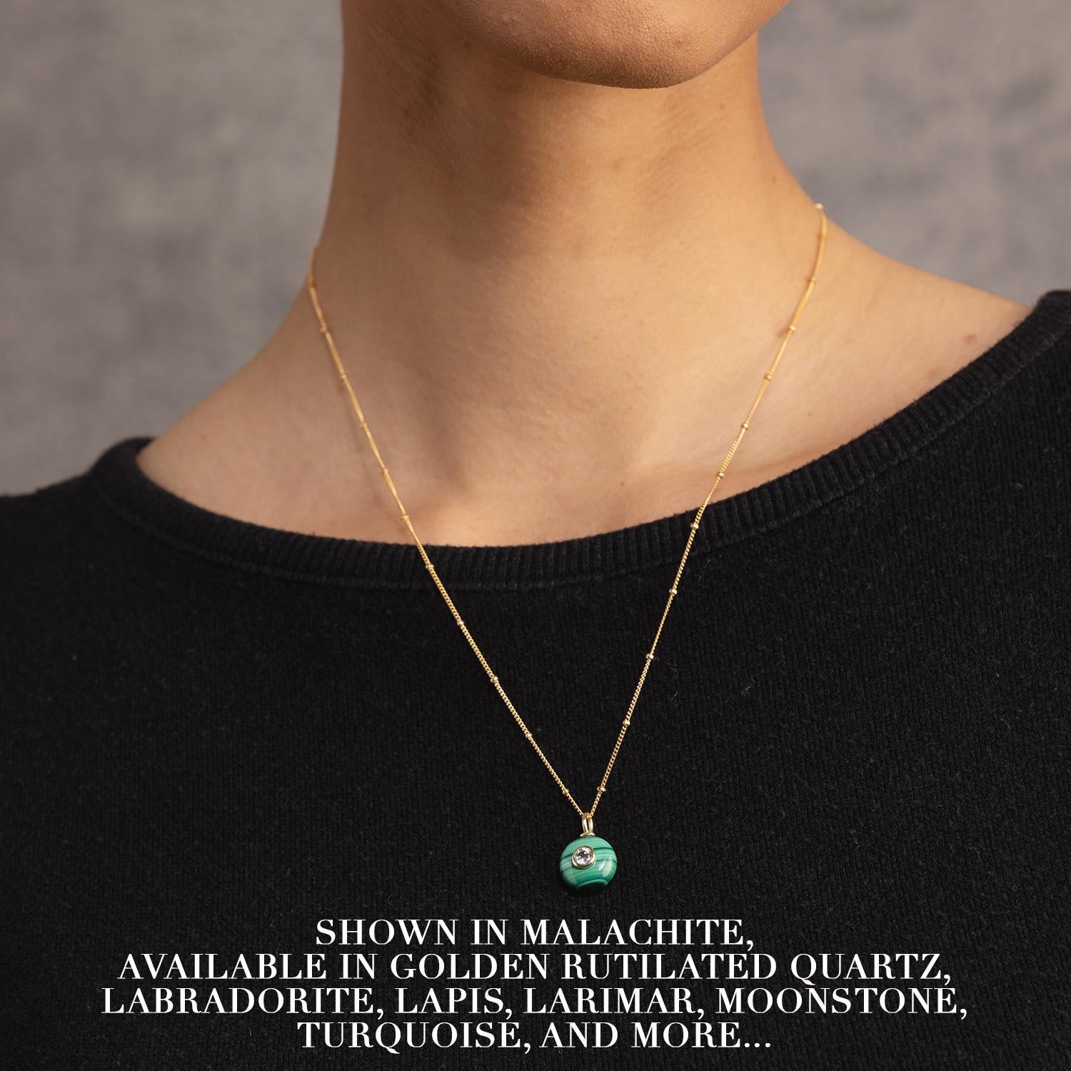 Larimar and Topaz Rounded Charm Pendant on 14k Gold Filled Modern Chain Necklaces Soul & Little Rose