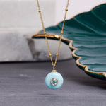 Larimar and Topaz Rounded Charm Pendant on 14k Gold Filled Modern Chain Necklaces Soul & Little Rose