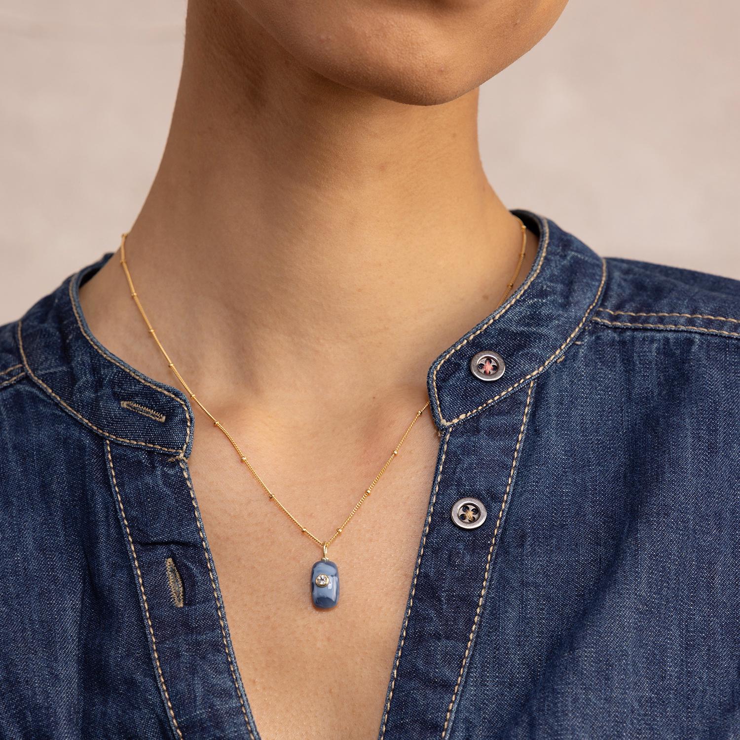 Blue Opal and Topaz Short Bar Pendant Necklace 14k Gold Filled Necklaces Soul & Little Rose
