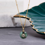 Emerald and Topaz Rounded Pendant on 14k Gold Filled Delicate Chain Necklaces Soul & Little Rose