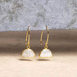 Gold Filled Half Circle Charm Moonstone Dangle Earrings Earrings Soul & Little Rose