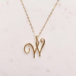 W Cursive Gold Initial Pendant Necklace Necklaces Soul & Little Rose   