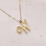 W Cursive Gold Initial Pendant Necklace Necklaces Soul & Little Rose   