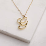 G Cursive Gold Initial Pendant Necklace Necklaces Soul & Little Rose   