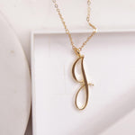 J Cursive Initial Gold Pendant Necklace Necklaces Soul & Little Rose   