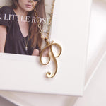 P Cursive Gold Initial Pendant Necklace Necklaces Soul & Little Rose   