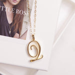 Q Cursive Initial Gold Pendant Necklace Necklaces Soul & Little Rose   