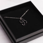 B Cursive Silver Initial Pendant Necklace Necklaces Soul & Little Rose   
