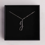 J Cursive Silver Initial Pendant Necklace Necklaces Soul & Little Rose   