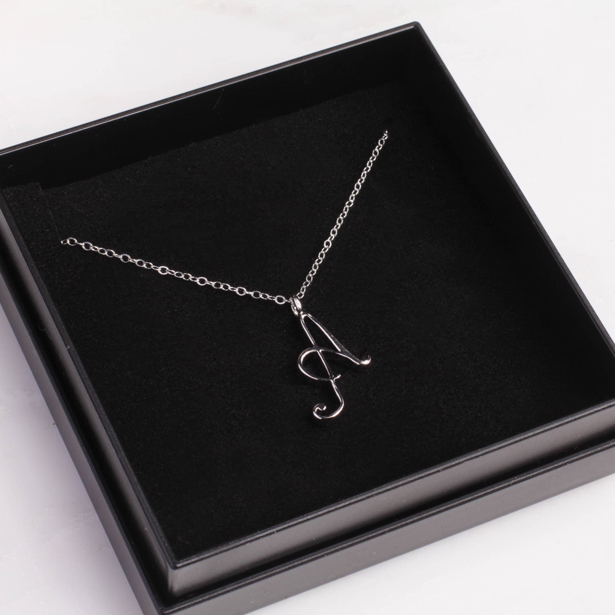 A Cursive Silver Initial Pendant Necklaces Soul & Little Rose   