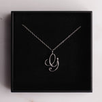 G Cursive Silver Initial Pendant Necklace Necklaces Soul & Little Rose   