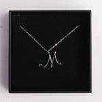 M Cursive Initial Silver Pendant Necklaces Soul & Little Rose   