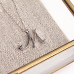 M Cursive Initial Silver Pendant Necklaces Soul & Little Rose   