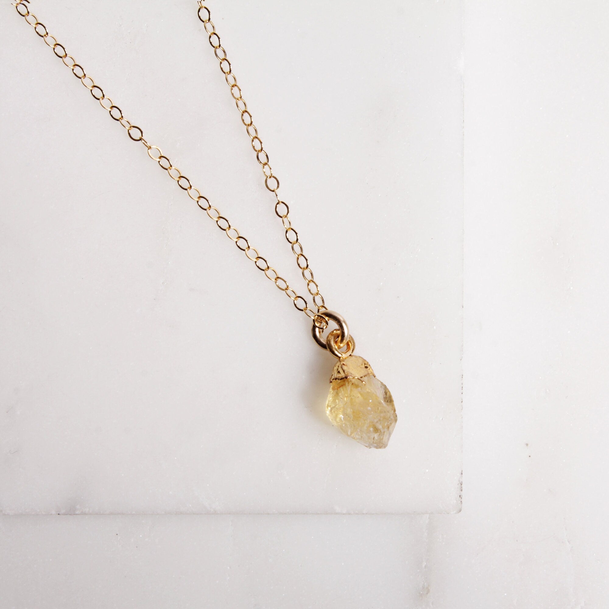 Citrine Raw Gemstone Gold Pendant Necklace Necklaces Soul & Little Rose   