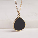 Black onyx gold drop necklace Necklaces Soul & Little Rose   