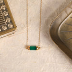 Green Onyx Short Bar Gold Necklace Necklaces Soul & Little Rose   