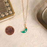 Green Onyx Moon Pendant Gold Necklace Necklaces Soul & Little Rose   