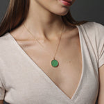 Chrysoprase Gemstone Round Disc Gold Necklace Necklaces Soul & Little Rose   