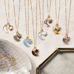 Moon and Star Gemstone Gold Pendant Necklaces Necklaces Soul & Little Rose   