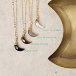 Moon Shape Gemstone Gold Necklaces: Onyx, Smokey, Moonstone and Quartz Necklaces Soul & Little Rose   