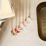 Moon Shape Gemstone Gold Pedant Necklaces Necklaces Soul & Little Rose   