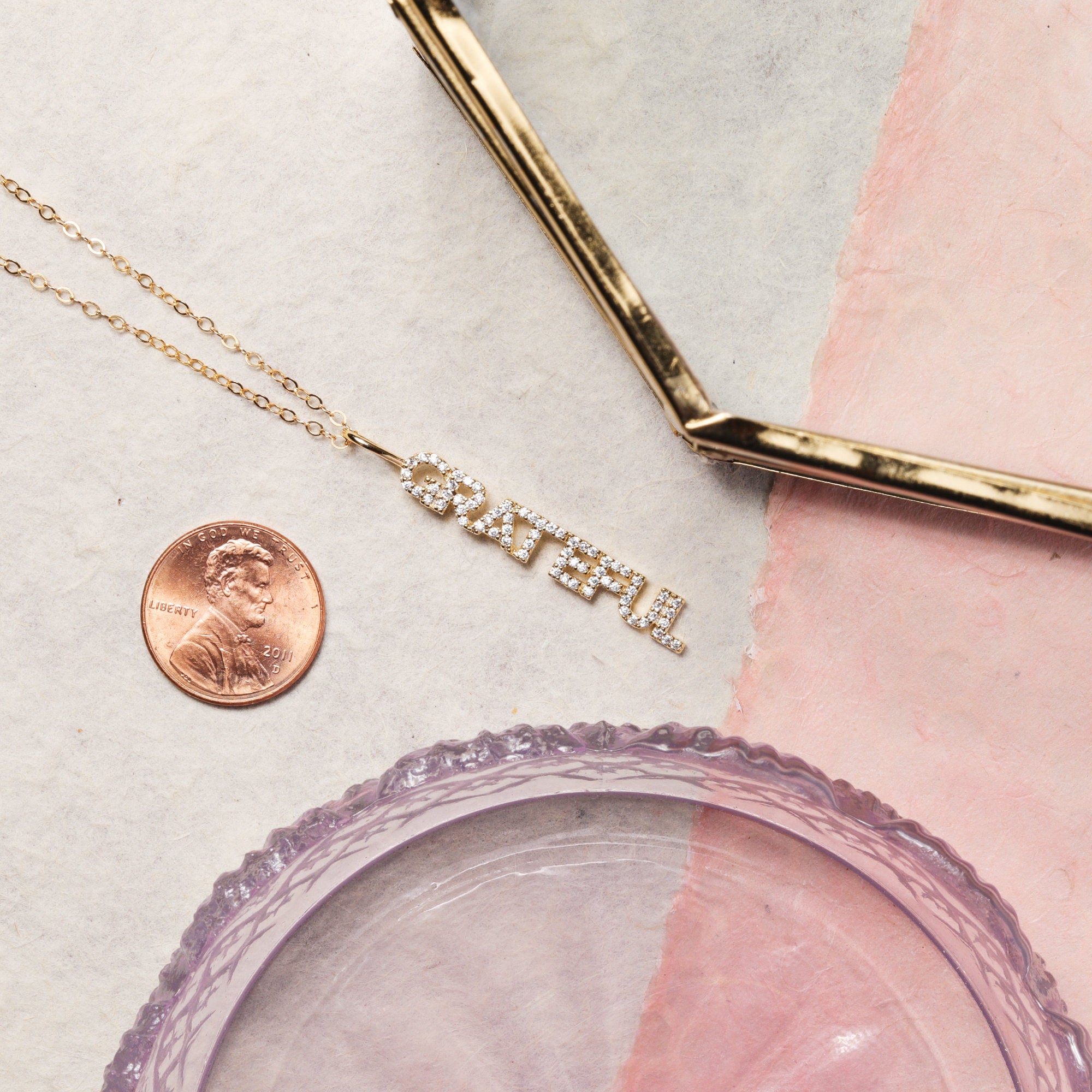 Grateful Pave CZ Gold Pendant Necklace Necklaces Soul & Little Rose   
