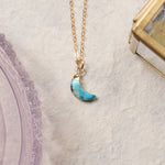 Turquoise Mini Moon Gold Pendant Necklace Necklaces Soul & Little Rose   