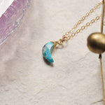 Turquoise Mini Moon Gold Pendant Necklace Necklaces Soul & Little Rose   