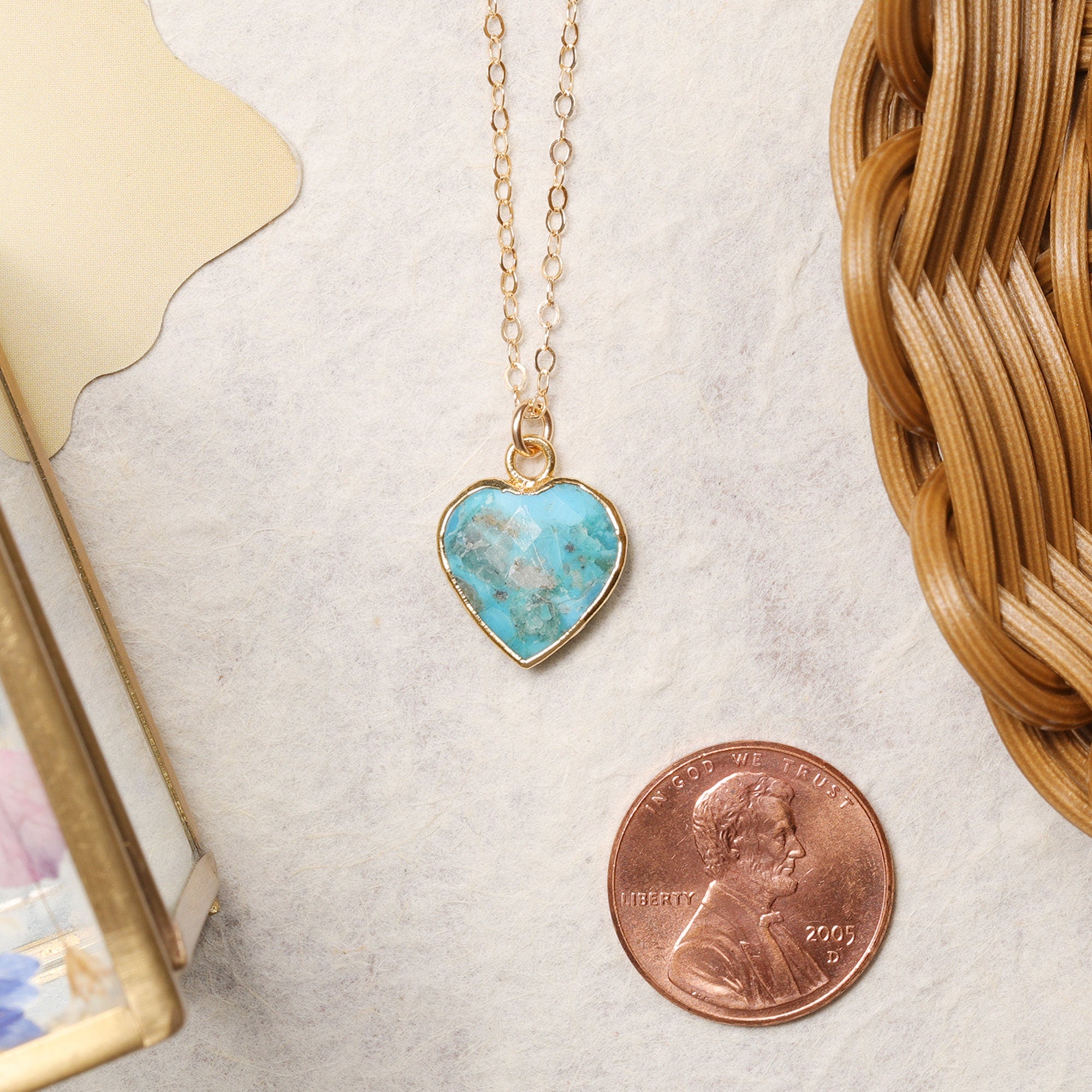 Turquoise Heart Pendant Gold Necklace Necklaces Soul & Little Rose   