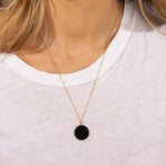 Black Onyx Disc Shape Gold Pendant Necklace Necklaces Soul & Little Rose   