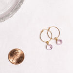 Pink Amethyst Mini Sphere Gold Hoop Earrings Earrings Soul & Little Rose   