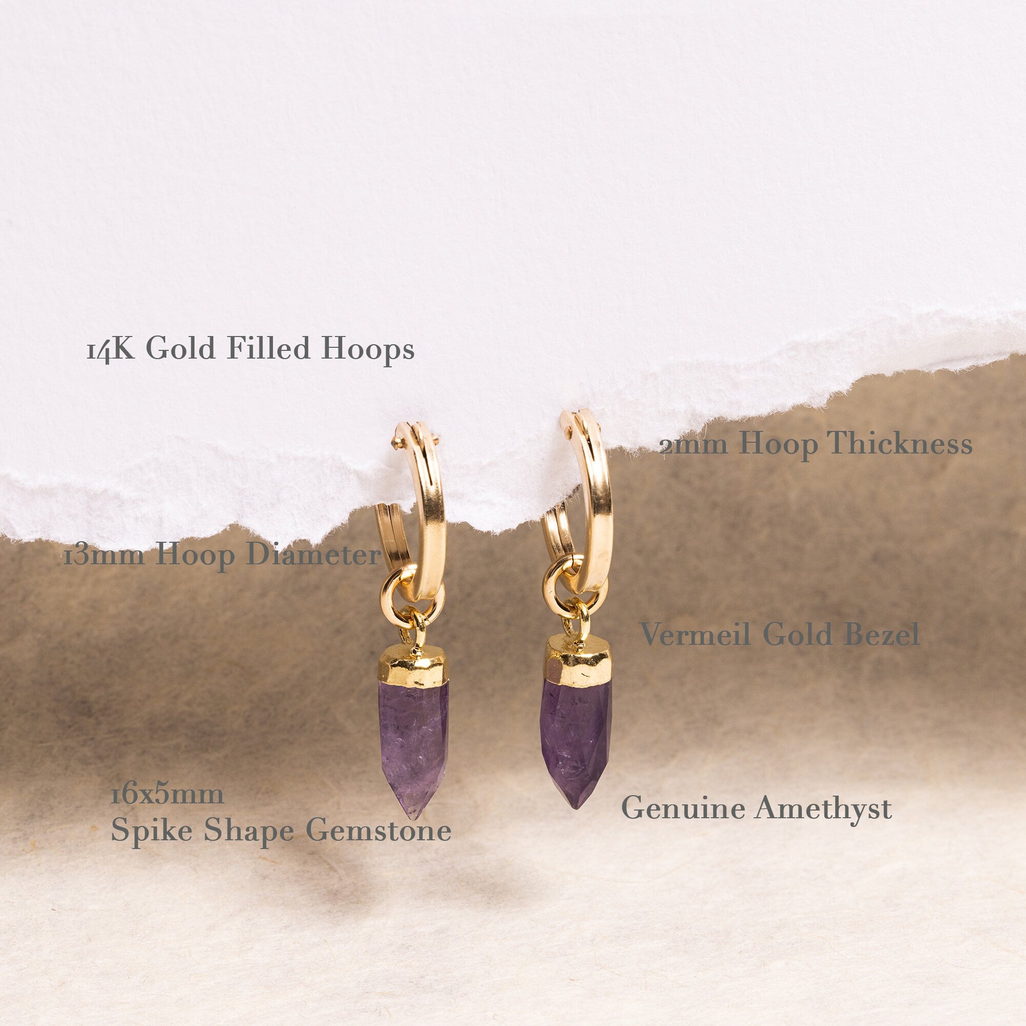 Amethyst Gold Spike Earrings Earrings Soul & Little Rose   