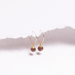 Brown Moonstone Mini Sphere Gold drop earrings - Earrings Soul & Little Rose   